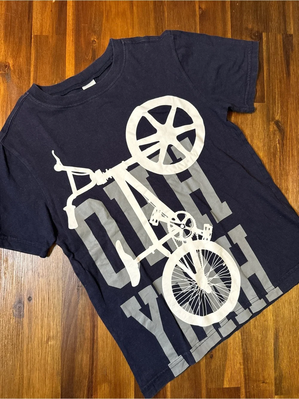 Gymboree Boys Size 7-8 Navy BMX Bike Graphic T-Shirt Size 7/8